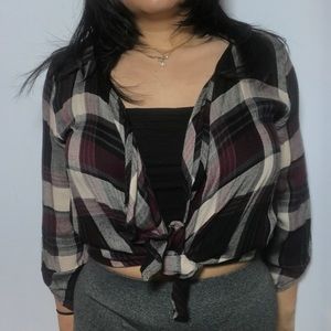 Purple Plaid Tie Shirt (No buttons)